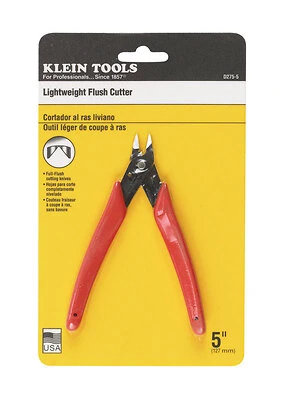 Klein Tools D275-5 Cutting Plier, 5.05 in OAL, 16 AWG Cutting Capacity, 0.2 in Jaw Opening, Red Handle, 0.26 in W Jaw