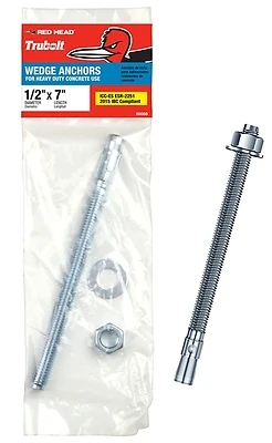 1/2 In. X 7 In. Zinc Wedge Anchor Bolt 50088 - Heavy-duty Steel Fasteners