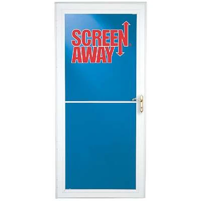 Screen Away Storm Door, Retractable Screen, White Aluminum & Brass Handles, 36 x 81-In.