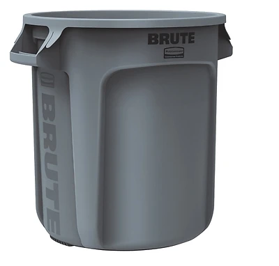 Brute Trash Can without Lid, Gray, Plastic, 10 Gallon