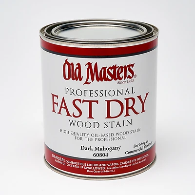 Old Masters 60804 Fast Dry Wood Stain, Oil-Based, Dark Mahogany, 1-Qt.