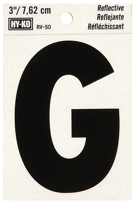 Hy-Ko RV-50/G House Address Letter G, Reflective Black/Silver Vinyl, 3-In.