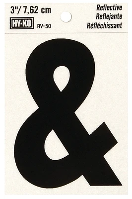 Hy-Ko RV-50/& Reflective House Address Sign, Ampersand, 3-In. Black/Silver Vinyl