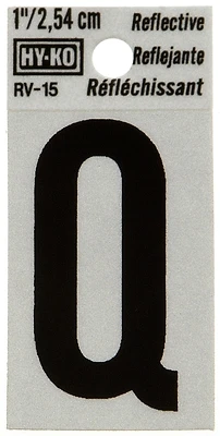 Hy-Ko RV-15/Q House Address Letter Q, Reflective Black/Silver Vinyl, 1-In.