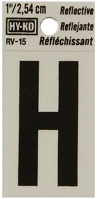 Hy-Ko RV-15/H House Address Letter H, Reflective Black/Silver Vinyl, 1-In.