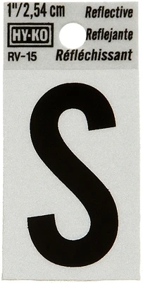 Hy-Ko RV-15/S House Address Letter S, Reflective Black/Silver Vinyl, 1-In.
