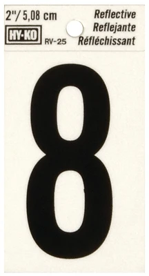 Hy-Ko RV-25/8 House Address Number 8, Reflective Black/Silver Vinyl, 2-In.