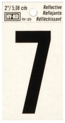 Hy-Ko RV-25/7 House Address Number 7, Reflective Black/Silver Vinyl, 2-In.