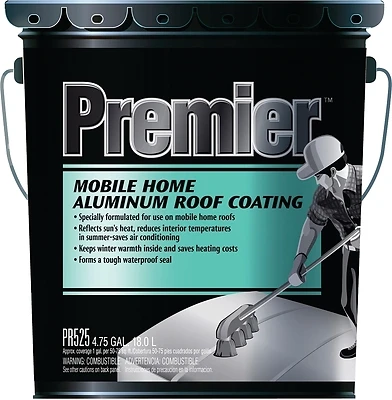 5 Gallon Mobile Home Aluminum Roof Coating - Fibered, Black With Silver Pigment