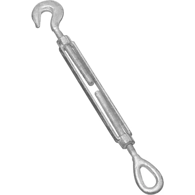 Turnbuckle, Hook & Eye, Galvanized, 3/8 x 6 In.