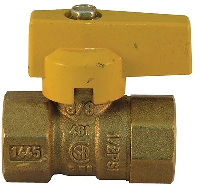 3/8 Inch Fip X 3/8 Inch Fip Brass Gas Valve With Tee Handle