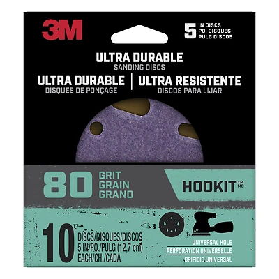 Ultra Durable 5 In. 80-grit Ceramic Hook & Loop Sanding Discs (10-pack)