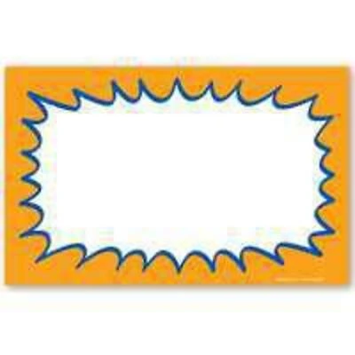 Czg938 Laser Starburst Signs, Orange, 5-1/2 In W X 3-1/2 In H, 100 Signs/pk