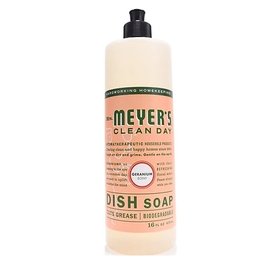 Mrs. Meyer's 13103 Biodegradable Dish Soap, 16 oz, Liquid, Geranium, Colorless