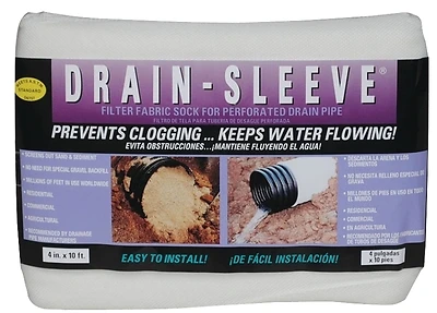 Carriff 04010-24 Drain Sleeve, 4 In. x 10 Ft., Polyester Filter Fabric Sock