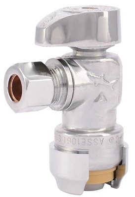 1/2 In. Push X 3/8 In. Compression Chrome Plated Angle Stop Valve