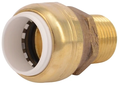 SharkBite UIP120A Push-Fit Pipe Connector, 1/2 In. PVC x 1/2 In. MNPT, Brass