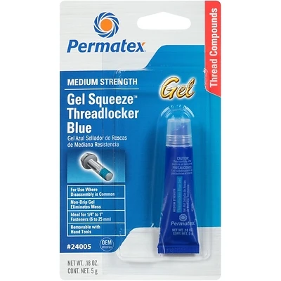 Permatex 24005 Medium-Strength Blue Gel Threadlocker, 5 g