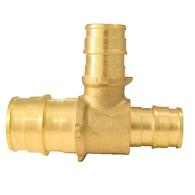 Apollo EPXT341212 Brass PEX-A Reducing Tee, 3/4 In. x 1/2 In. x 1/2 In. Barb