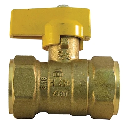 3/4 In. Fip X 3/4 In. Fip Gas Valve - Brass Construction
