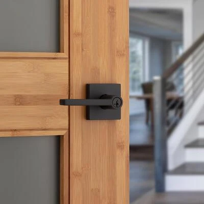 Kwikset 97402-920 Halifax SmartKey Matte Black Keyed Entry Door Lever