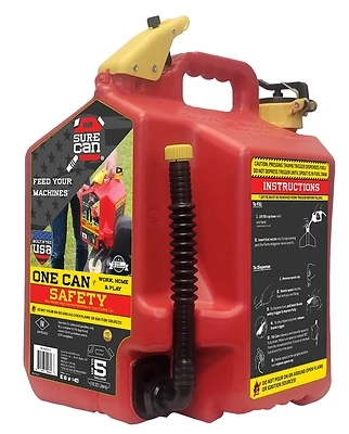 SureCan SUR5SFG2 Safety Gas Can, Flexible Spout, 5 Gallons, Red