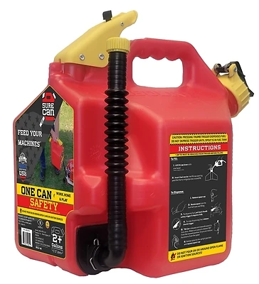 SureCan SUR2SFG2 Safety Gas Can, HDPE, Red, 2.2 Gal.