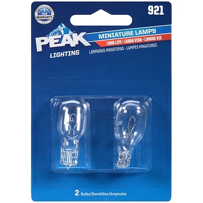 Peak 921LL-BPP Mini Automotive Bulb, 12.8V, Long Life, 2-Pack