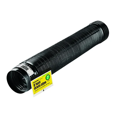 Flex-Drain 54022 Flexible Perforated Drain Pipe, Black, 4 In. x 8 Ft.