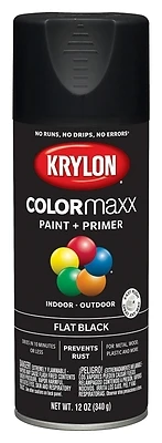 COLORmaxx Spray Paint + Primer, Flat Black, 12-oz.