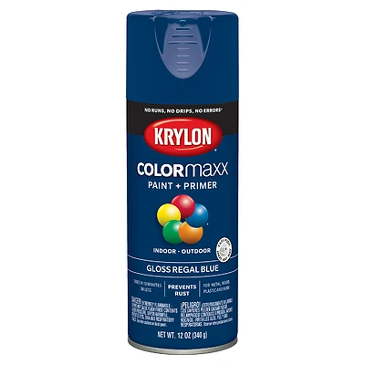 COLORmaxx Spray Paint + Primer, Gloss Regal Blue, 12-oz.