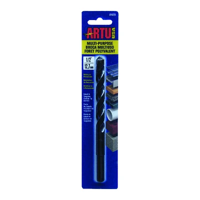 Artu 01070 Multi-Purpose Drill Bit, 1/2 x 6-1/4 In., Cobalt/Carbide Tip