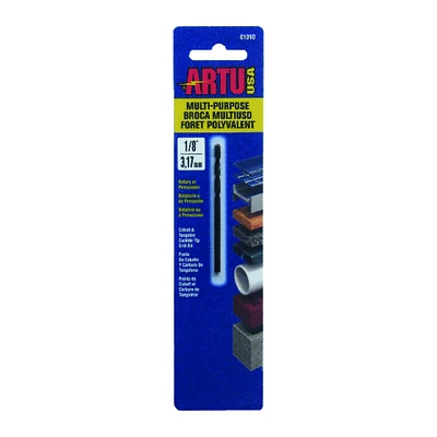 Artu 01010 Multi-Purpose Drill Bit, 1/8 x 2-5/8 In., Carbide Tip