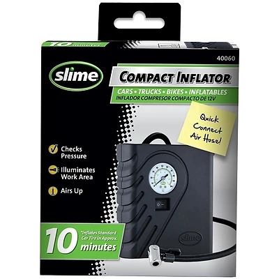 Compact Tire Inflator + Gauge & Light, 12-Volt