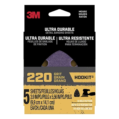 Mouse Detail Sanding Sheets, 220-Grit, 5-Pk.