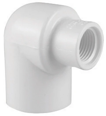 Schedule 40 PVC Reducing Ell, 90-Degree, White, 1 x 1/2 In. FPT