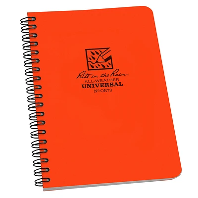 Rite in the Rain OR73 All-Weather Spiral Notebook, Orange, 4-5/8 x 7 In., 32 Sheet