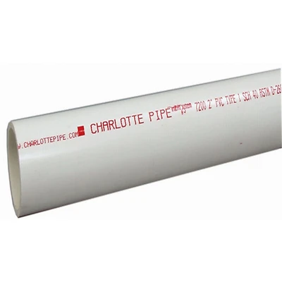 Charlotte Pipe PVC 07200 1000HC Schedule 40 DWV Pipe, 2-In. x 5-Ft.