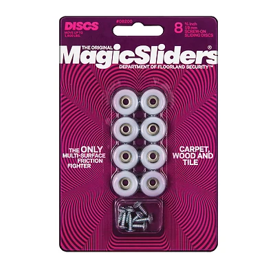 MAGIC SLIDERS 08200 Furniture Slide Glide, 1600 lb, Plastic, Gray, Polymer-Coated