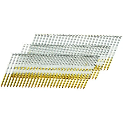 Senco KD28APBSN Series Collated Nail, Plastic Strip Collation, 3-1/4 in L, Steel, Bright Basic, Full Round Head