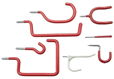 Assorted Hanging Hooks, Red Vinyl Over Steel