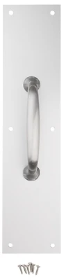 Door Pull Plate, Satin Aluminum, 3-1/2 x 15 In.