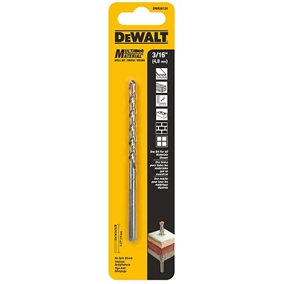 Multi-Material Drill Bit, 3/16 x 4-1/2 In.