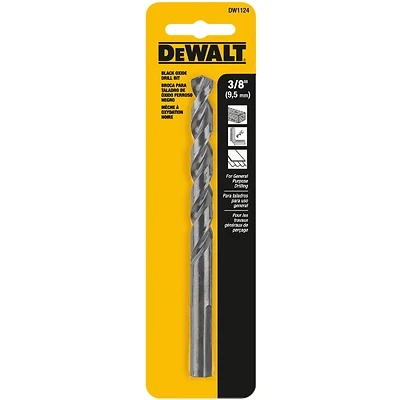 DeWalt DW1124 Black Oxide Drill Bit, 3/8 In., 5 In. OAL