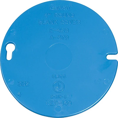 Carlon E460R-CAR Blank Box Cover, 4 In. Round, PVC