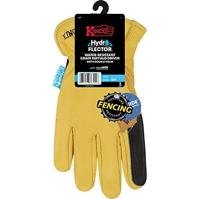 Kinco 387P-L Buffalo Leather Gloves, Gold, Keystone Thumb, L