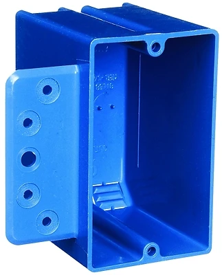 Carlon B118B-UPC Outlet Box, 1-Gang, 4-Knockout, PVC, Blue