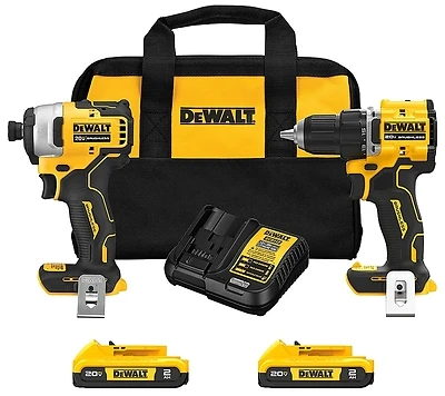 DeWalt DCK225D2 20V MAX Atomic Drill Driver & Impact Driver Kit, 2 Ah, (2) Batteries