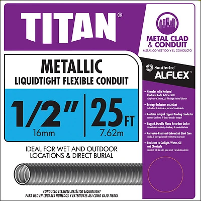 Southwire 55082621 Sealtite Flexible Conduit, 1/2 In. x 25 Ft.