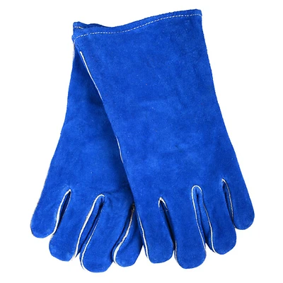 Forney 53422 Blue Leather Heavy Duty Men's Welding Gloves with Reinforced Thumb, Large